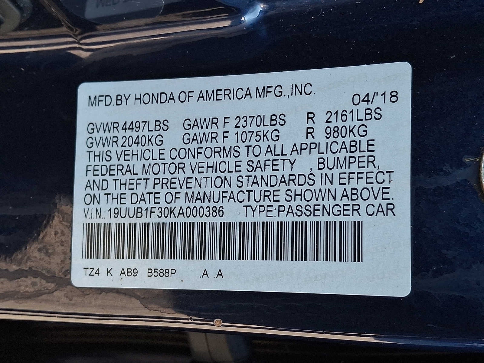 2019 Acura TLX 2.4L FWD