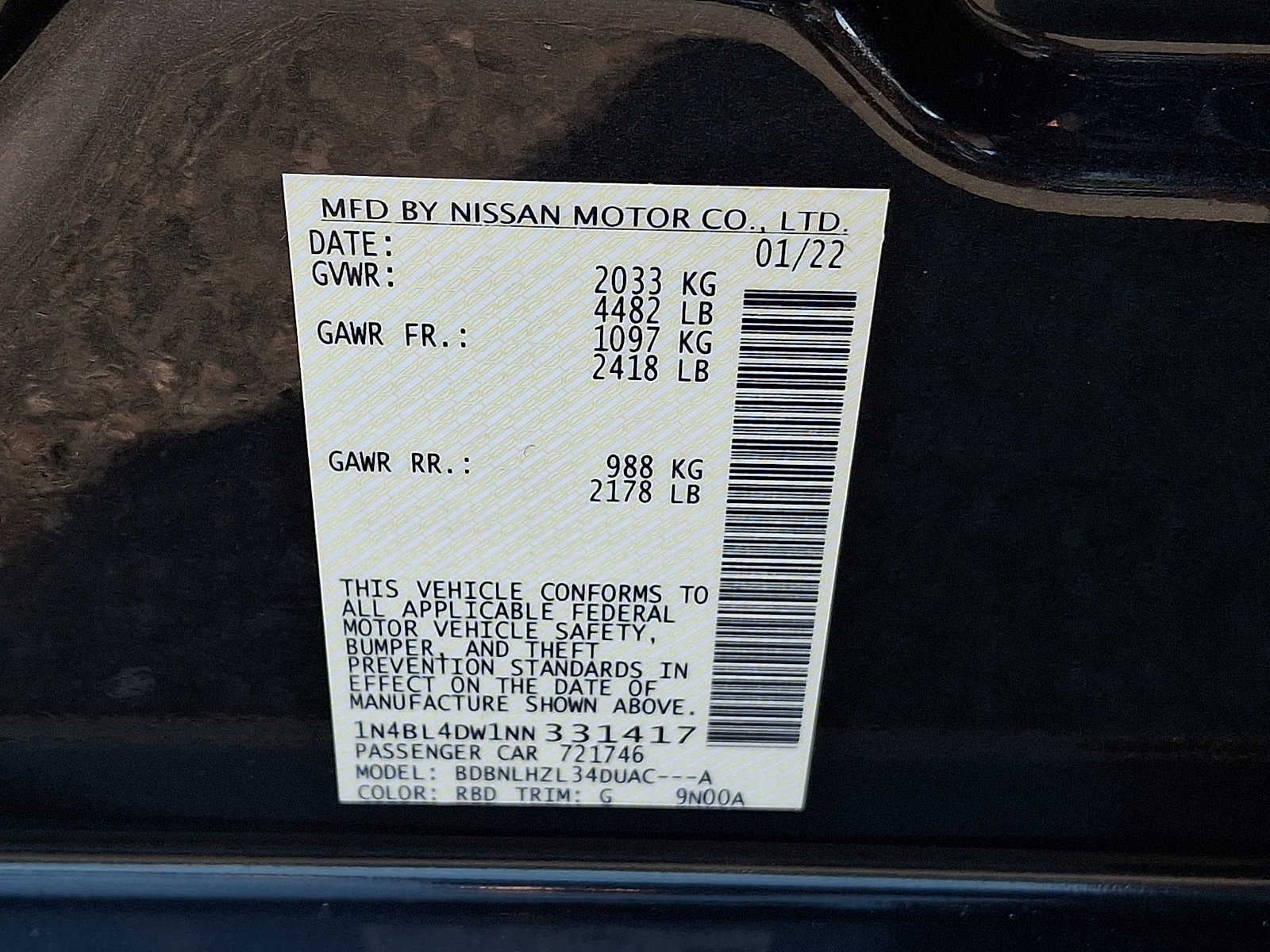 2022 Nissan Altima 2.5 SV