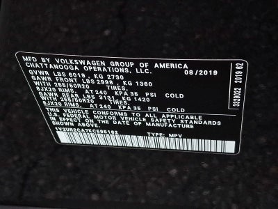 2019 Volkswagen Atlas 3.6L V6 SE w/Technology