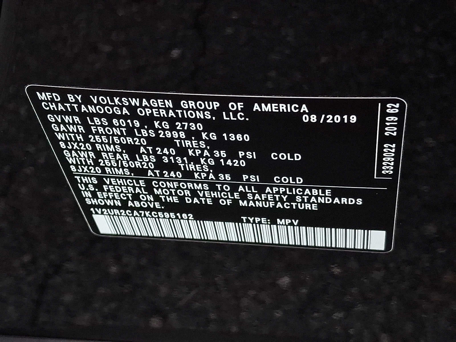 2019 Volkswagen Atlas 3.6L V6 SE w/Technology