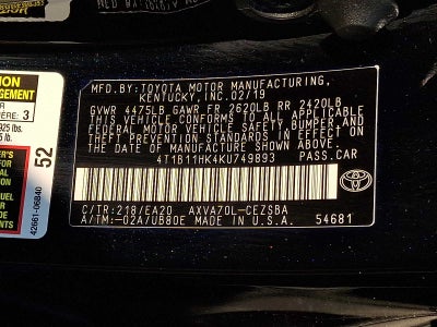 2019 Toyota Camry SE