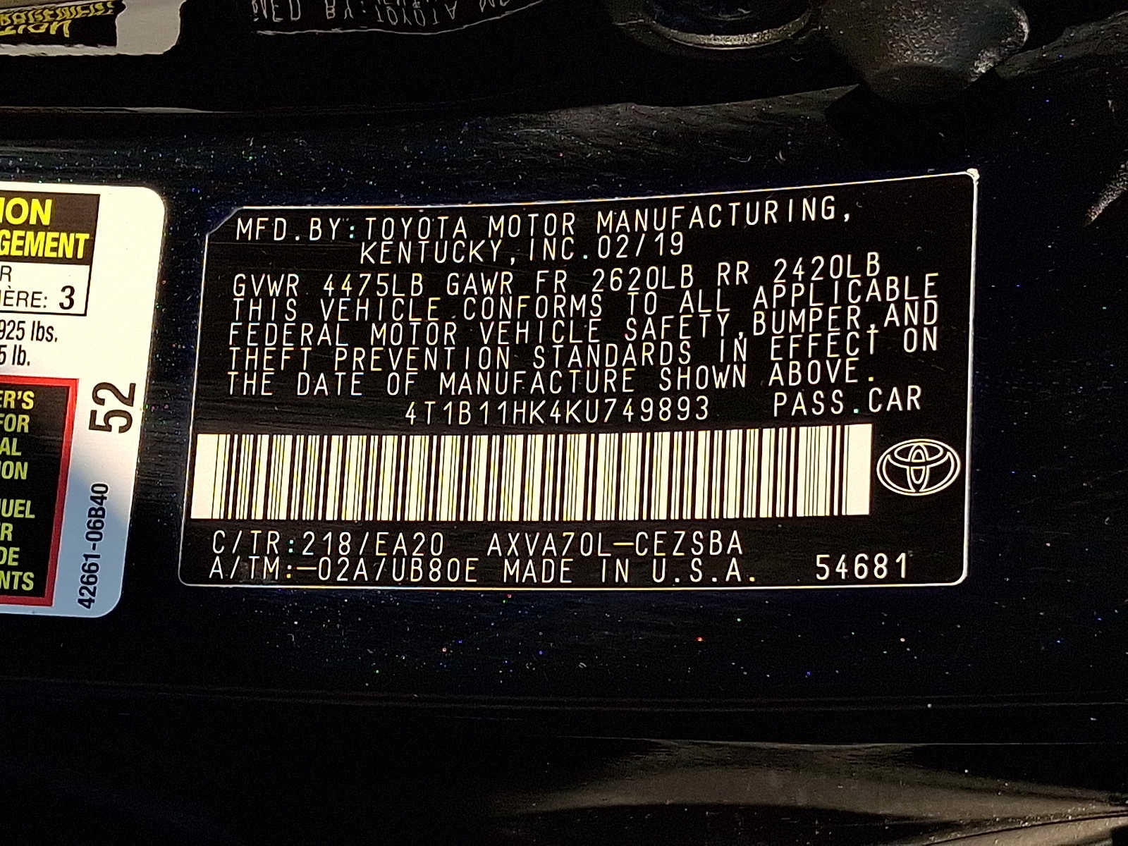 2019 Toyota Camry SE