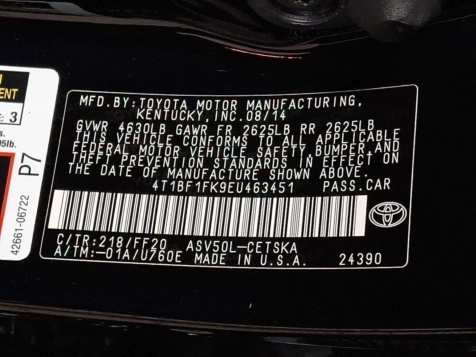 2014 Toyota Camry 2014.5 4dr Sdn I4 Auto SE