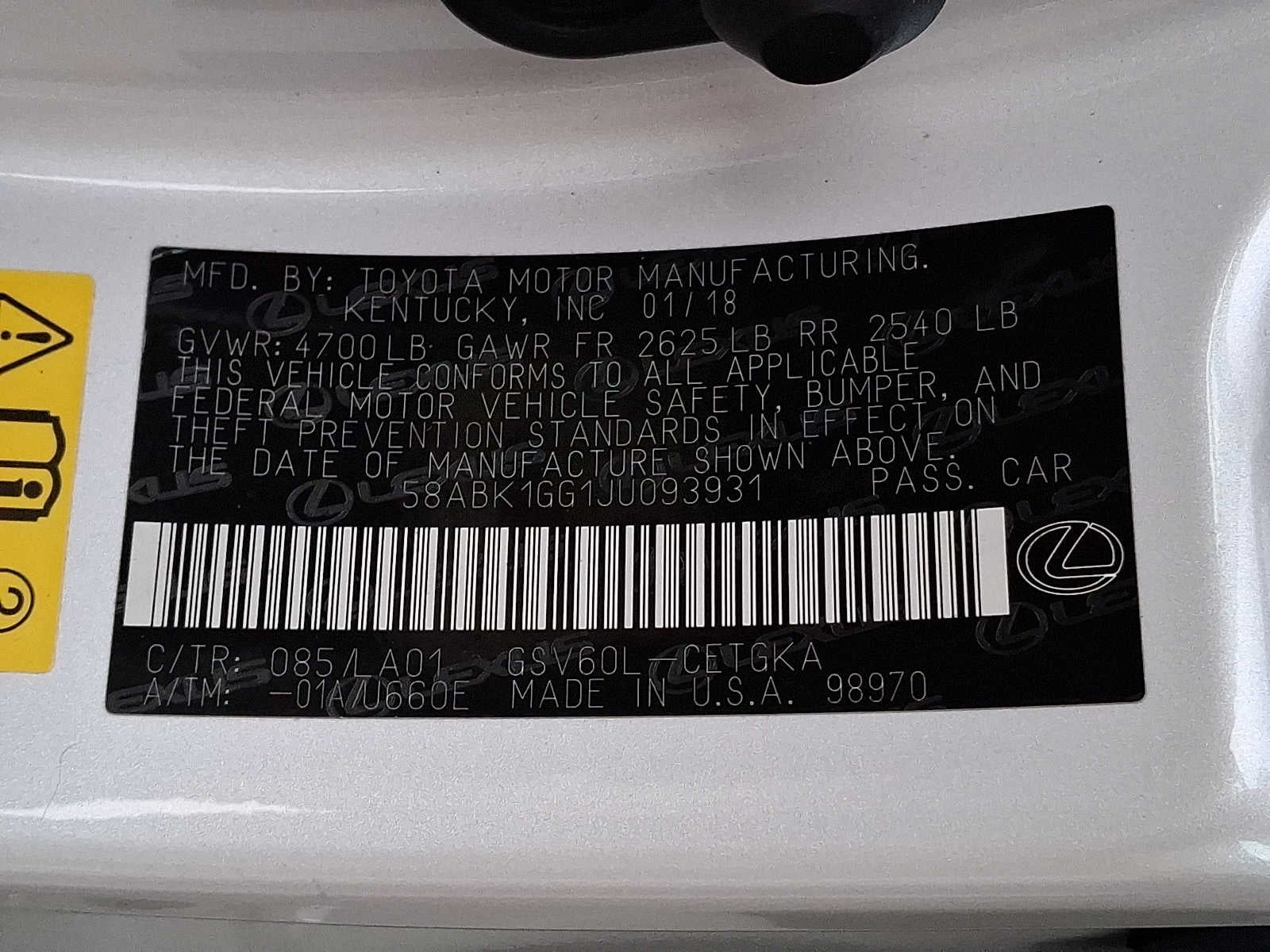 2018 Lexus ES 350 ES 350 FWD