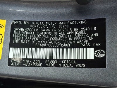 2018 Lexus ES 350 ES 350 FWD