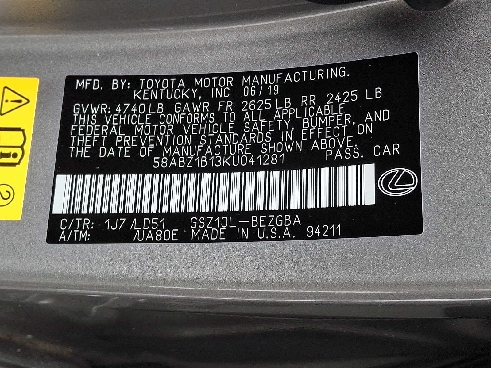 2019 Lexus ES ES 350 FWD