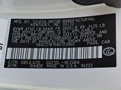 2022 Lexus ES ES 350 FWD