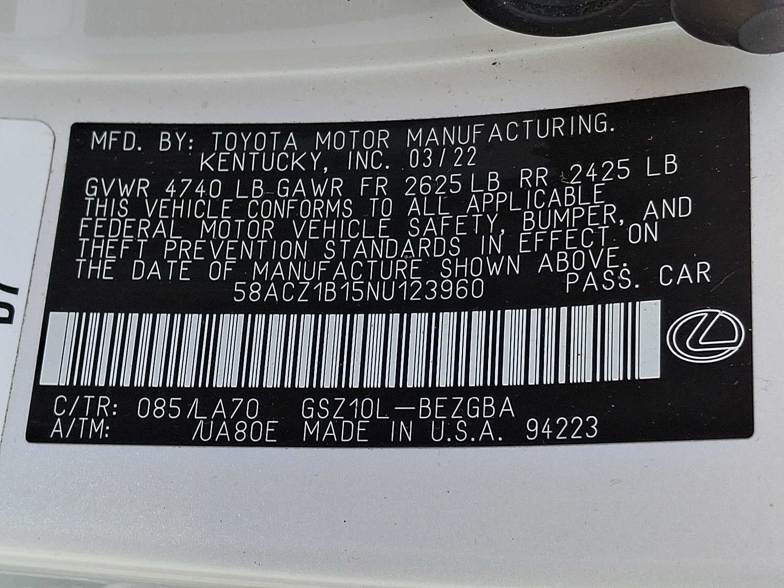 2022 Lexus ES ES 350 FWD