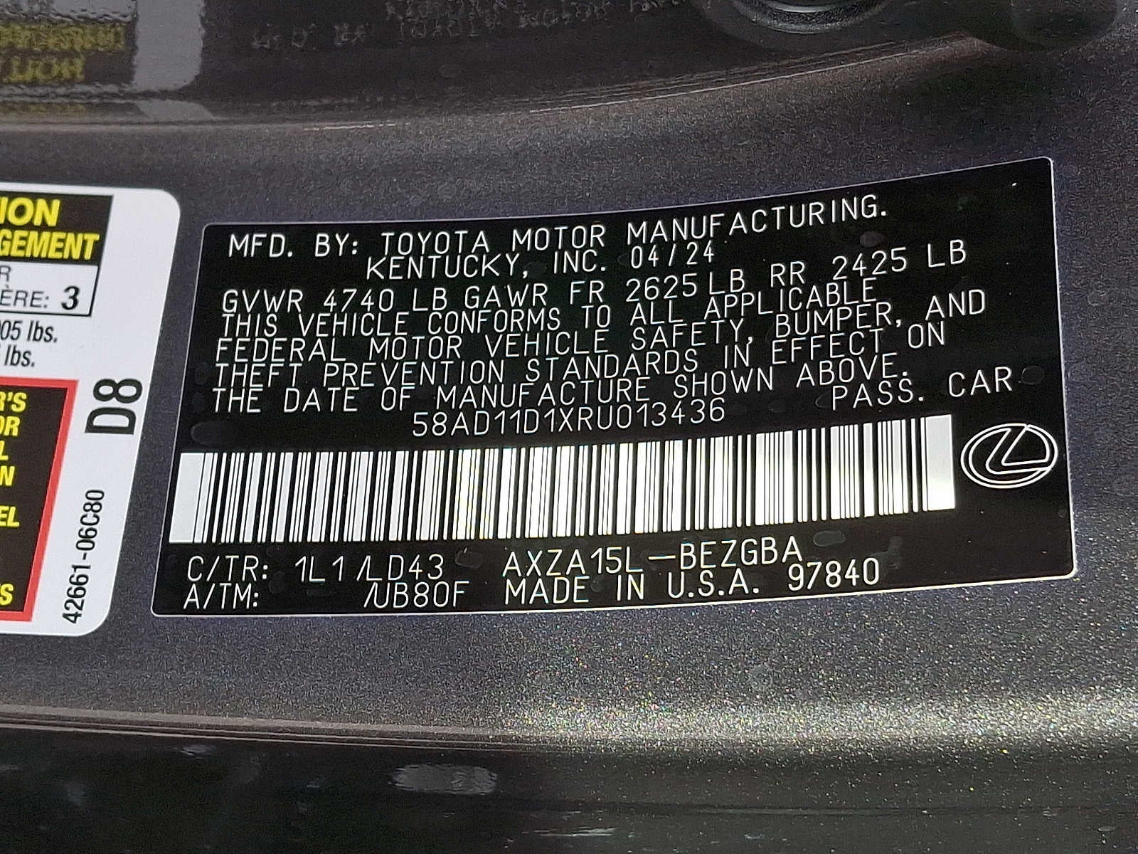 2024 Lexus ES ES 250 AWD