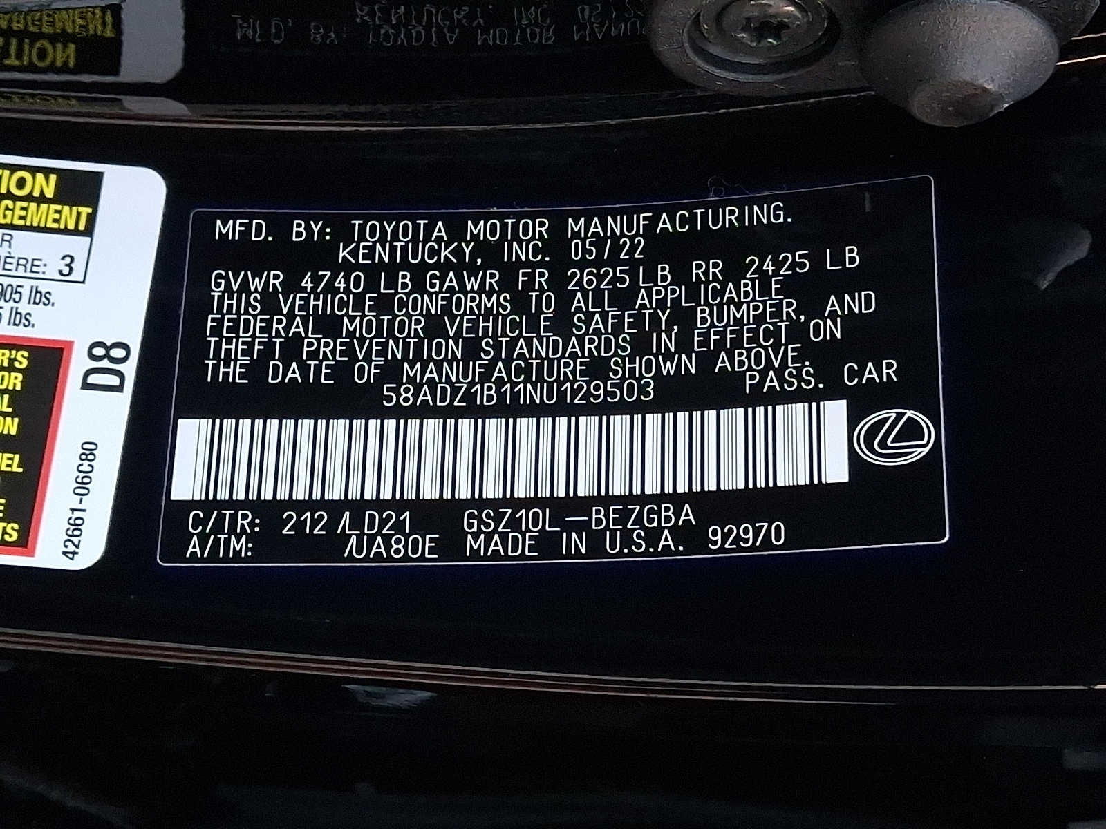 2022 Lexus ES 350 ES 350 FWD