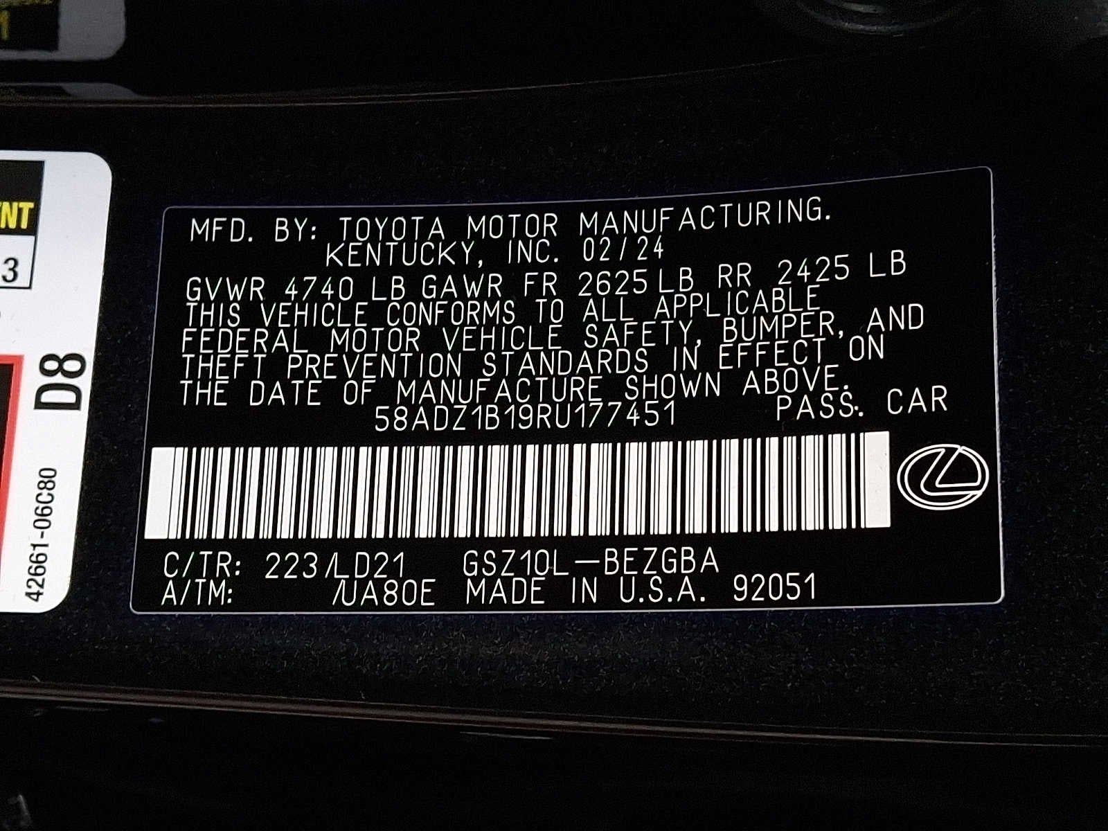 2024 Lexus ES 350 ES 350 FWD