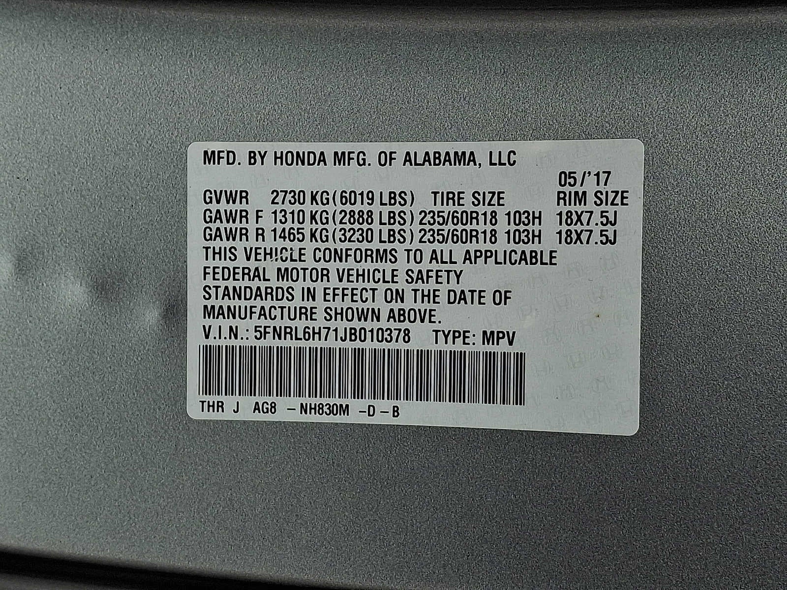 2018 Honda Odyssey EX-L