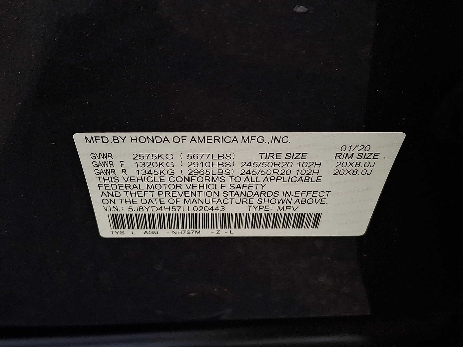 2020 Acura MDX w/Technology Pkg
