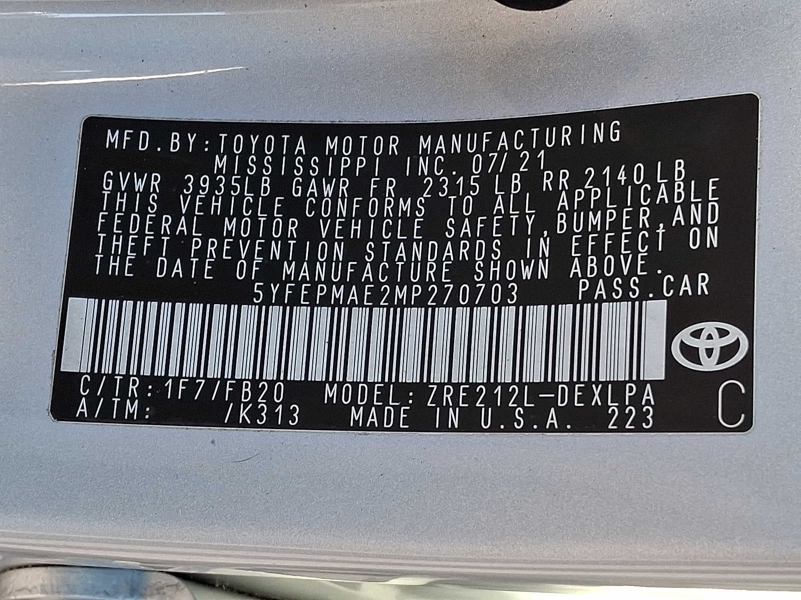 2021 Toyota Corolla LE CVT