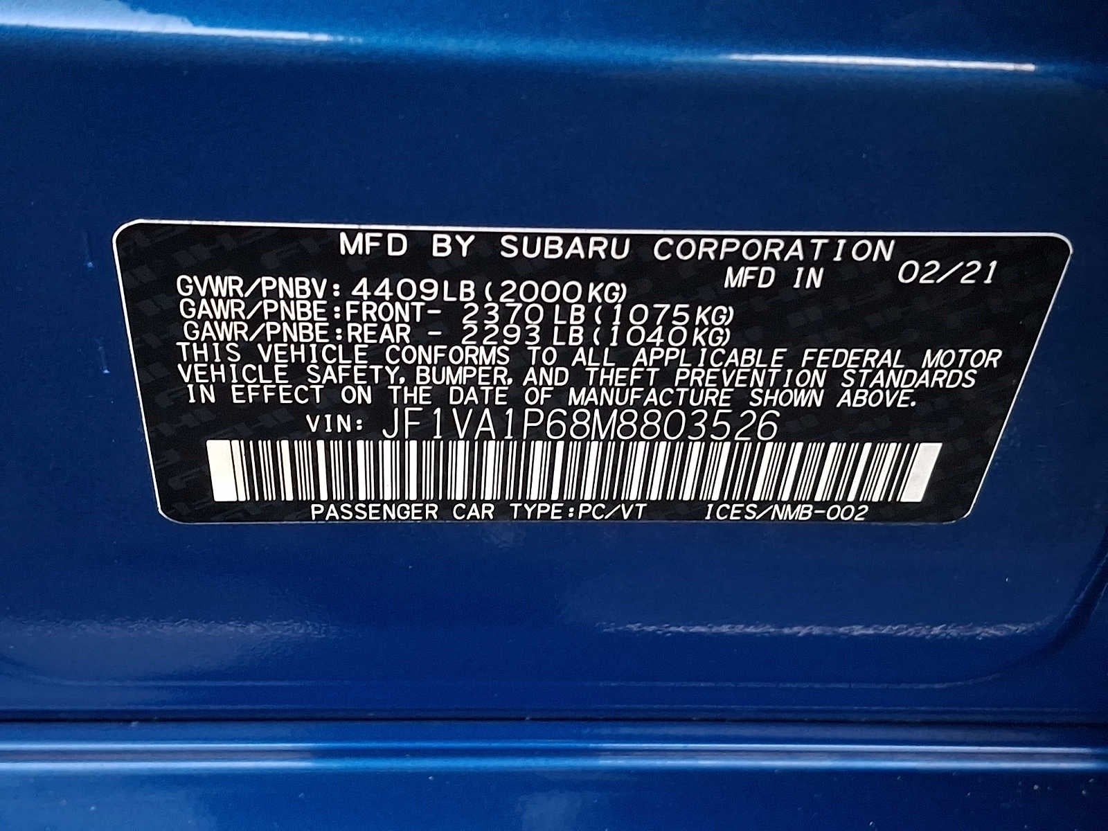2021 Subaru WRX Limited