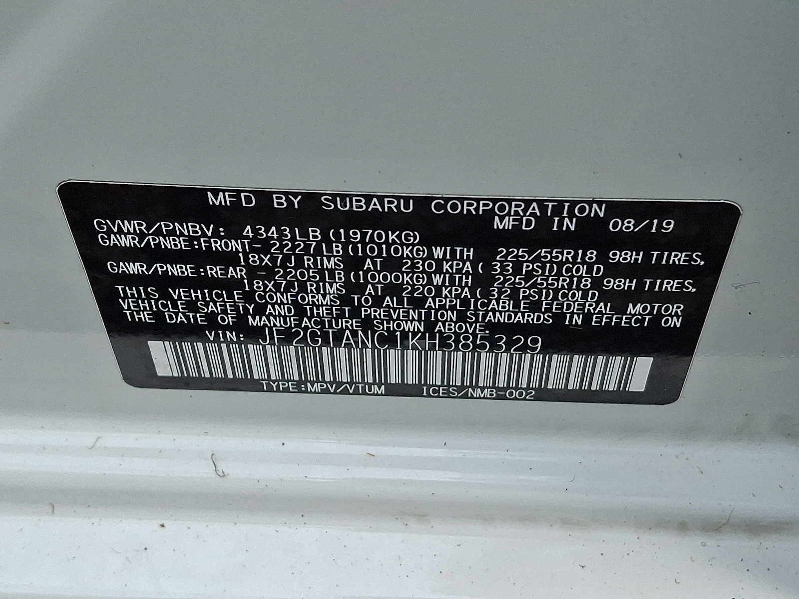 2019 Subaru Crosstrek 2.0i Limited CVT