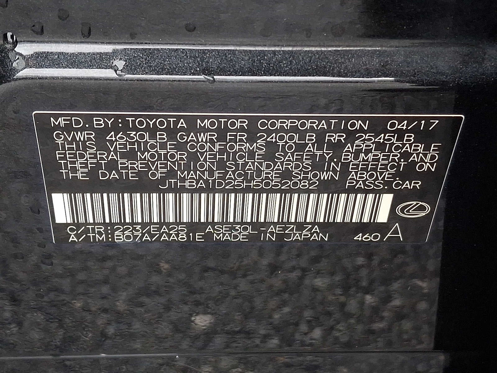 2017 Lexus IS IS Turbo F Sport RWD