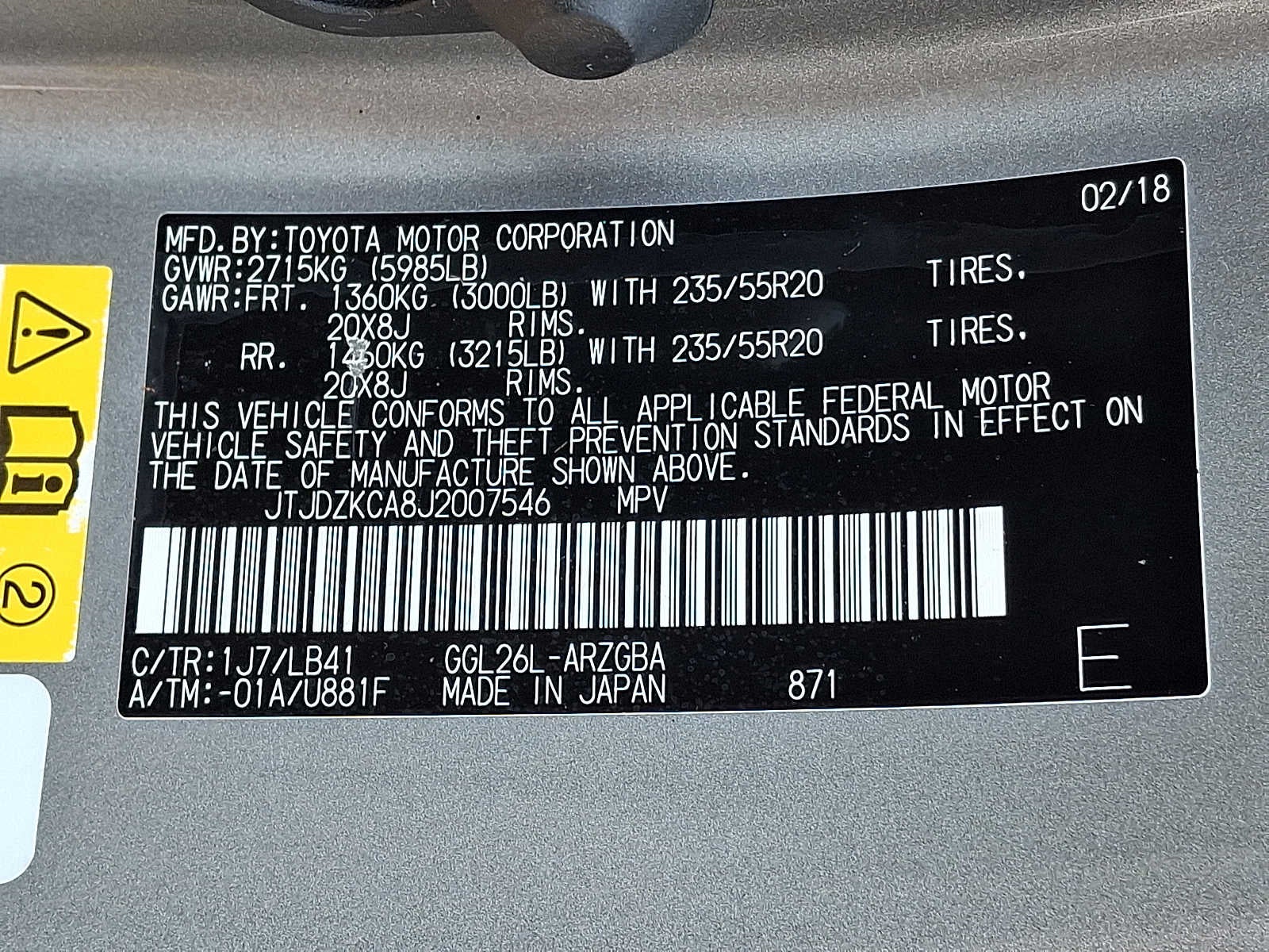 2018 Lexus RX 350L Premium RX 350L Premium AWD