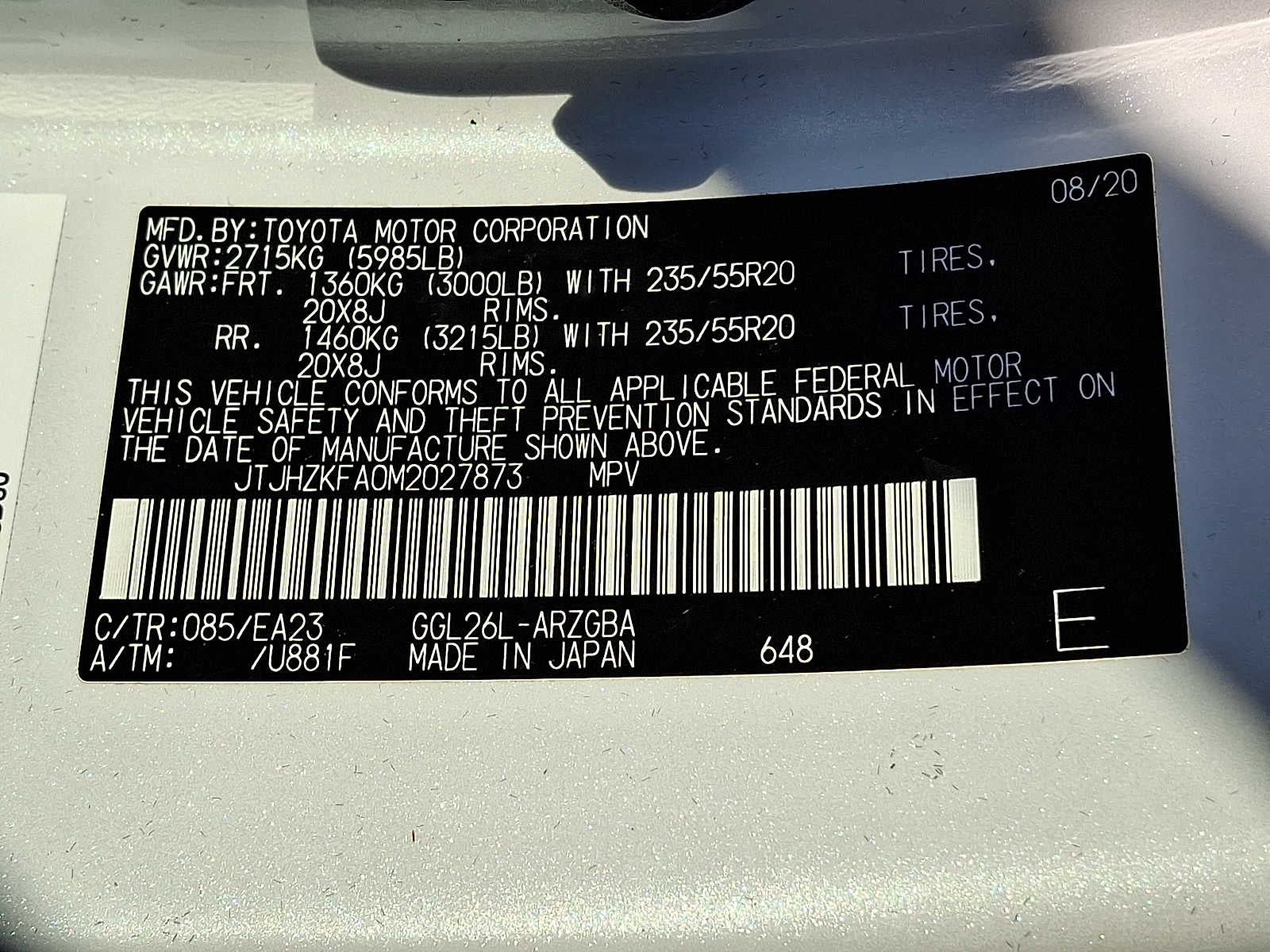2021 Lexus RX 350L RX 350L AWD