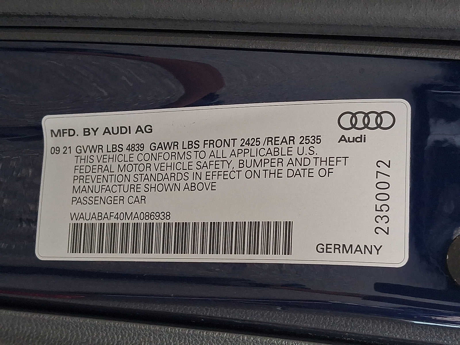 2021 Audi A4 Premium 40 TFSI quattro